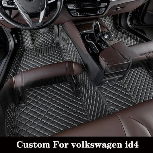 Custom Car Floor Mat For Volkswagen Id4 2021 2022 2023 Waterproof Foot Pads Diamond Interior Luxury Woman Carpet Auto Accessory