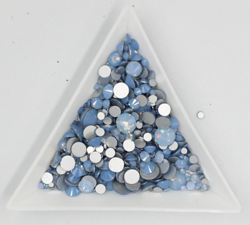 All Sizes Blue/Green/White/Pink Opal Crystal Nail Art Rhinestone decorations 3D Flatback Glass Non HotFix Garment