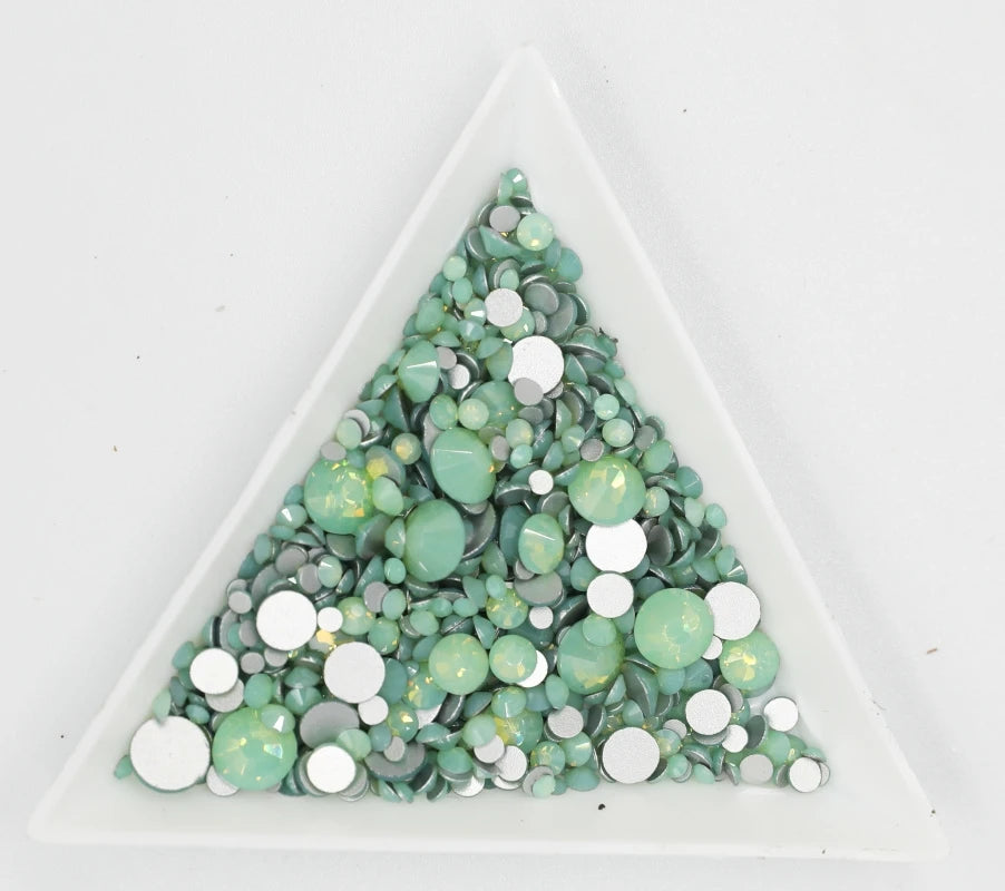 All Sizes Blue/Green/White/Pink Opal Crystal Nail Art Rhinestone decorations 3D Flatback Glass Non HotFix Garment