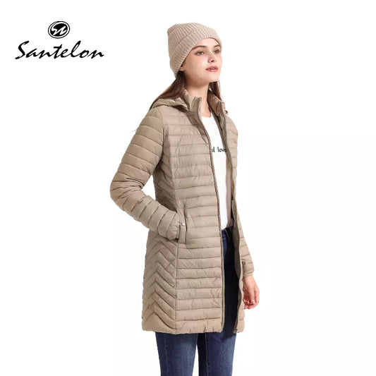 SANTELON Women Long Warm Parka Coat Ultralight with Bag