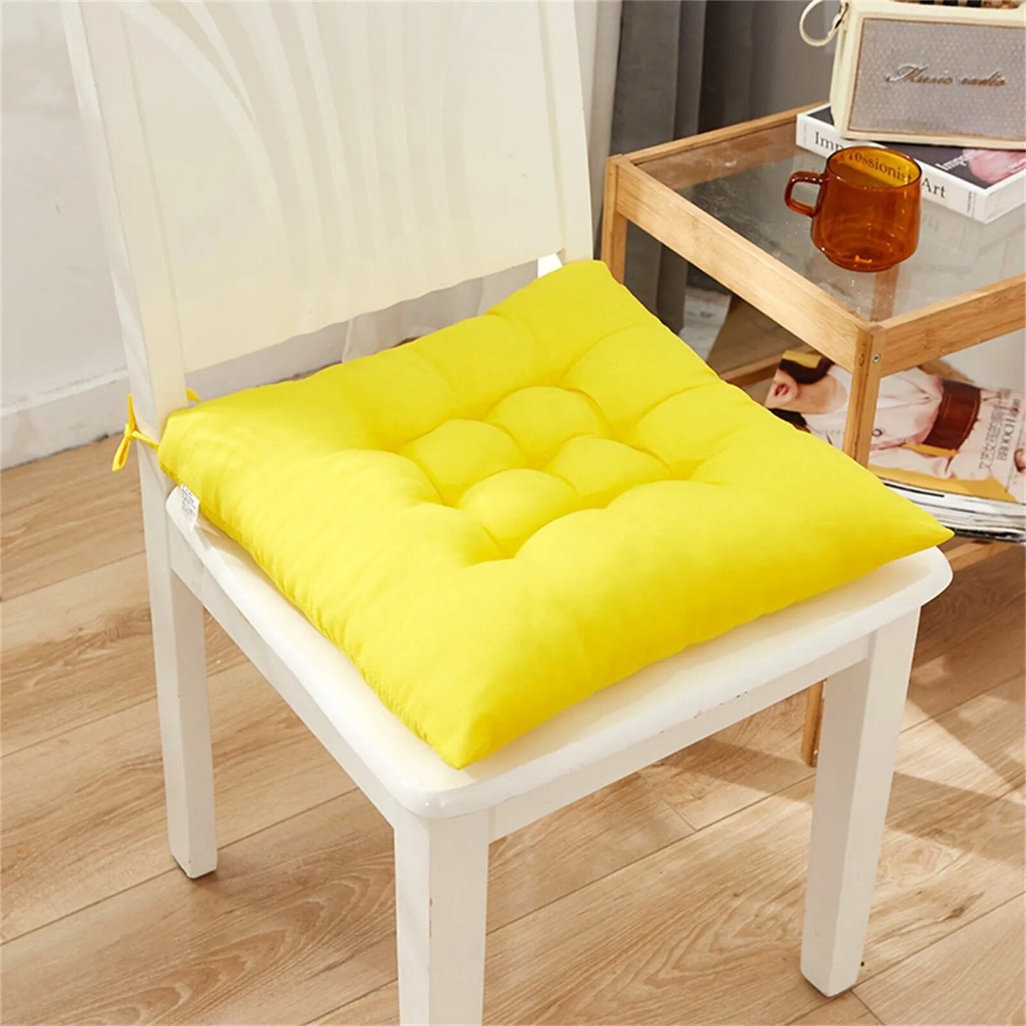 Square Chair Soft Pad Thicker Seat Cushion For Dining Patio Home Office Indoor Outdoor Garden Sofa Buttocks Cushion With Strap