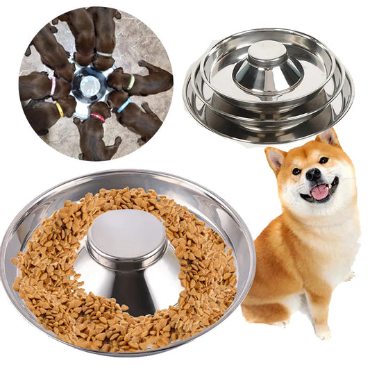 Stainless Steel Dog Food Bowl Large Capacity Pets Slow Feeder Newborn Puppy Feeding Pet Bowls for Small Medium Big Dogs Stuff