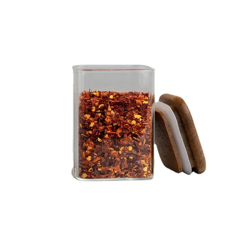 Glass Tea Candy Nuts Storage Jar Transparent Square Seasoning Box Jewelry Cotton Swab Candle Jar Kitchen Salt Spice Seal Bottle