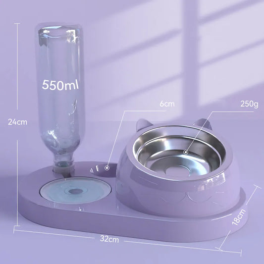 Surrunme Stainless Steel or Ceramics Bowl for Cat Double Dog Bowl Automatic Water Drinker Food Feeder Dispenser Pet Food Drink