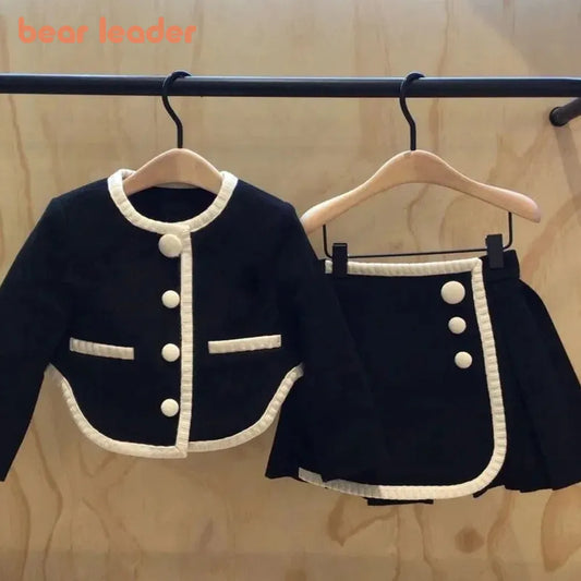 Bear Leader 2pcs Girls Tweed Sets Kids Winter Autumn Long Sleeves Princess Top and Skirt Birthday Designed Uniform LuxuryParty