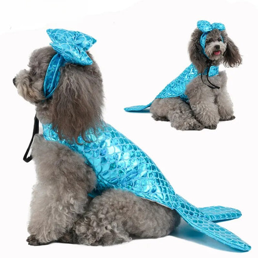 Halloween Pet Dog Clothes Funny Cat Clothes Mermaid Shape Dogs Cosplay Costume Pet Cat Dog Festival Party Clothing Pet Product