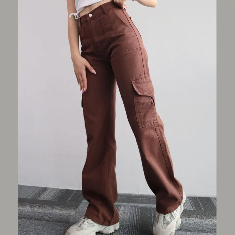 Vintage Straight new style baggy Trousers high waist cargo pants