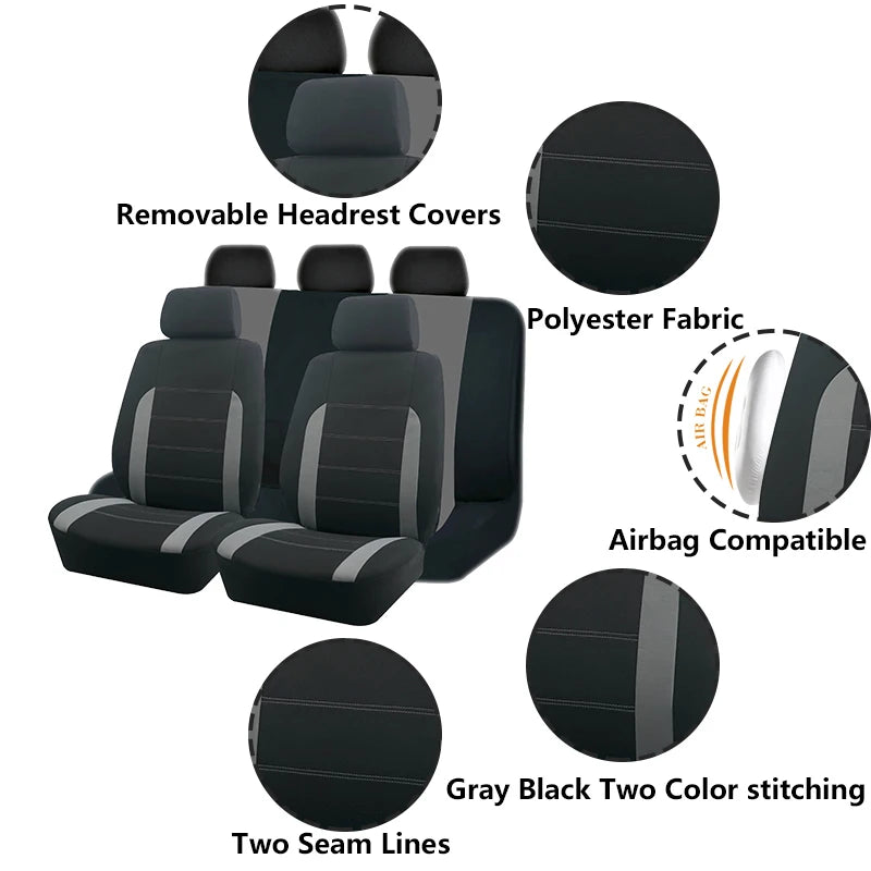 Universal Size Polyester Sporty Car Seat Covers Fit For Most Car Suv Truck With Airbag Compatible Car Accessories Interior