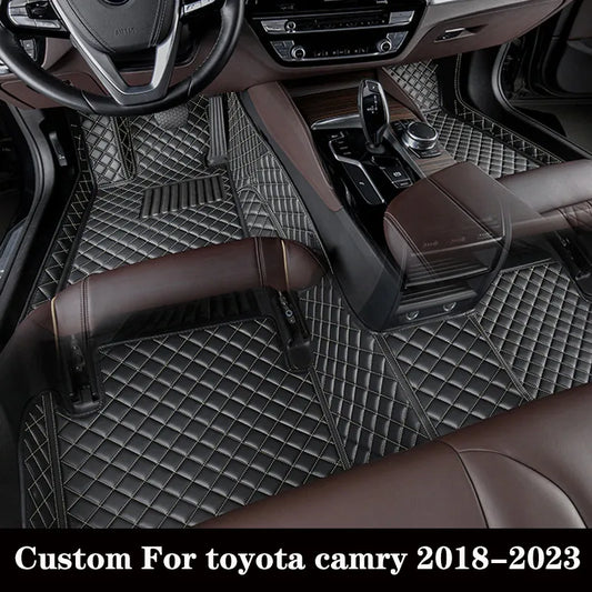 Custom Car Floor Mat For Toyota Camry 2018 2019 2020 2021 2022 2023 Waterproof Foot Pads Diamond Luxury Carpet