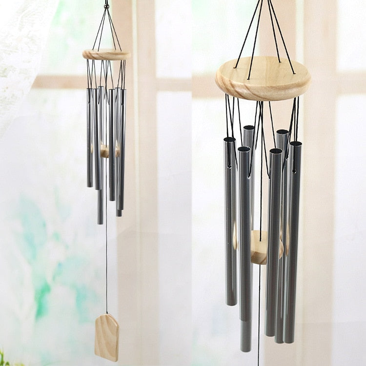 Silver 6 Tube Wind Chime Chapel Bells Wind Chimes Door Wall Hanging Ornament Home Garden Outdoor Decor Wind Chimes - youronestopstore23
