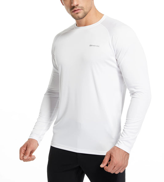Men's Long Sleeve UPF 50+ Rash Guards Diving UV Protection Lightweight T-Shirt Loose Fit Swimming Quick Drying Surfing T-Shirt