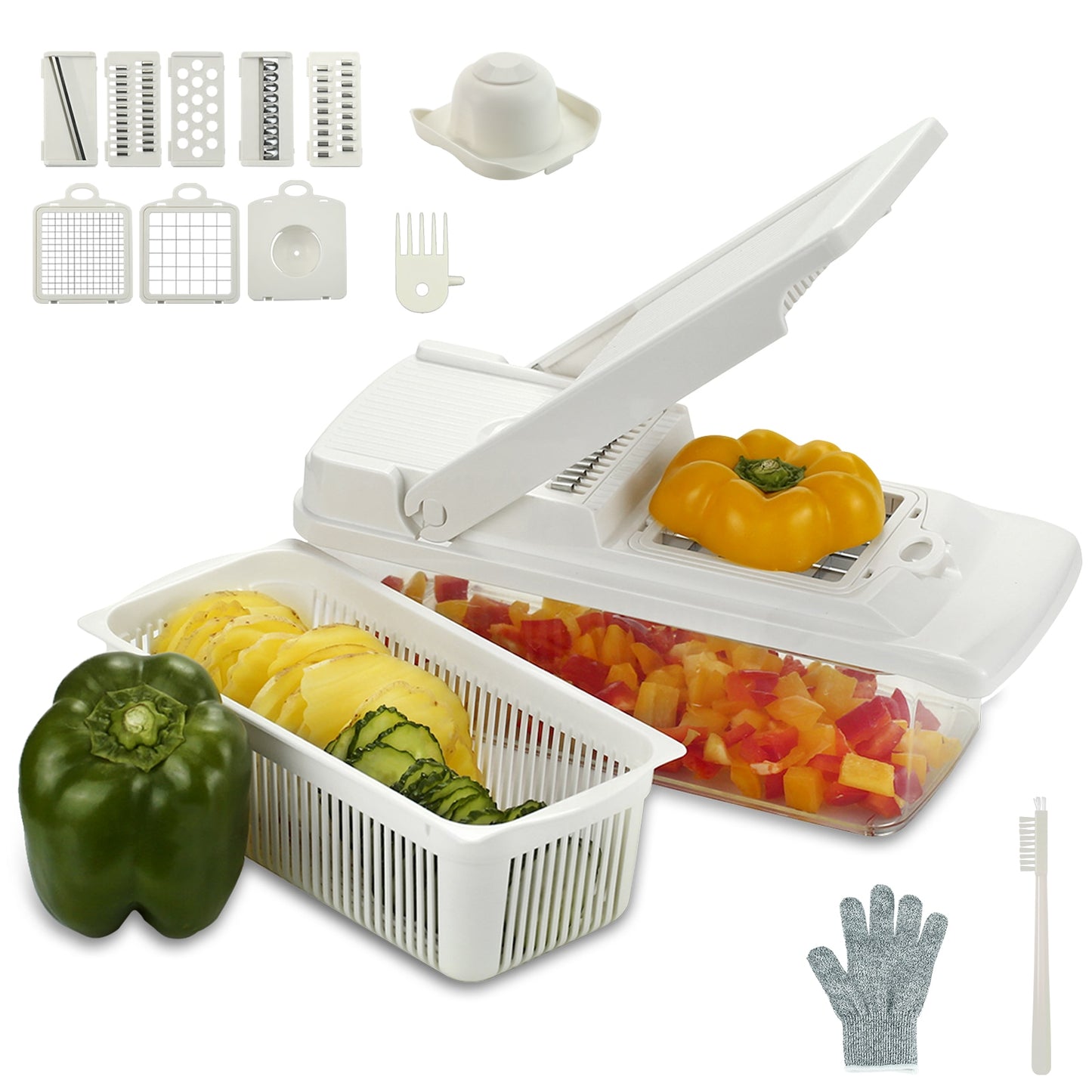 12 in 1 Multifunctional Vegetable Cutter Shredders Slicer With Basket Fruit Potato Chopper Carrot Grater Slicer Mandoline