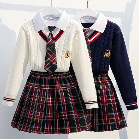2023 Autumn Children Sets for Girls School Uniform Twinset Kids School Look Girl Clothes Junior Girl Clothing School Clothes