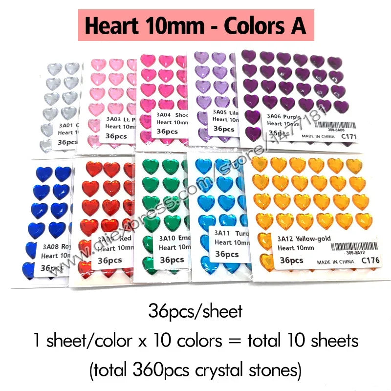 (10 Sheets) Mix of Self Adhesive Rhinestone Sticker Gems/Adhesive Stick On Diamantes/Adhesive Rhinestones for Crafts #826514