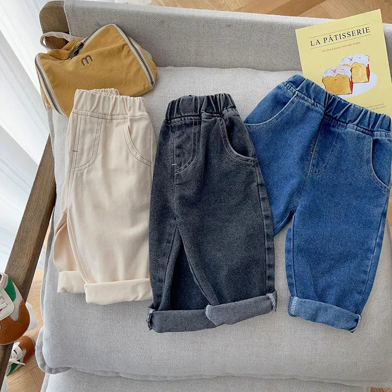Kids Jeans Casual  Boys Denim Pants Soft  Girls Fashion Trousers