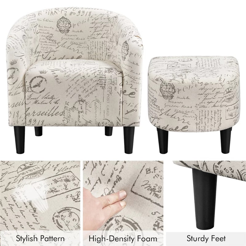 Easyfashion Chair & Ottoman Sets, Letter Print chairs for bedroom  furniture