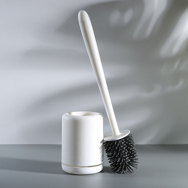 Silicone Toilet Brush Wc Quick Drying Bracket Gap Brush With Holder Flat Head Soft Bristles Cleaning Tools Bathroom Accessories