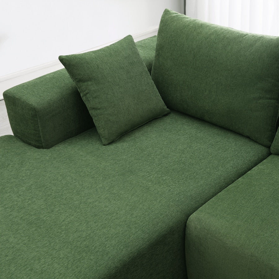 109*68" Modern Minimalist Modular Sectional Living Room L-Shape Sofa Set，Upholstered Sleeper Sofa for Living Room, Bedroom，Green