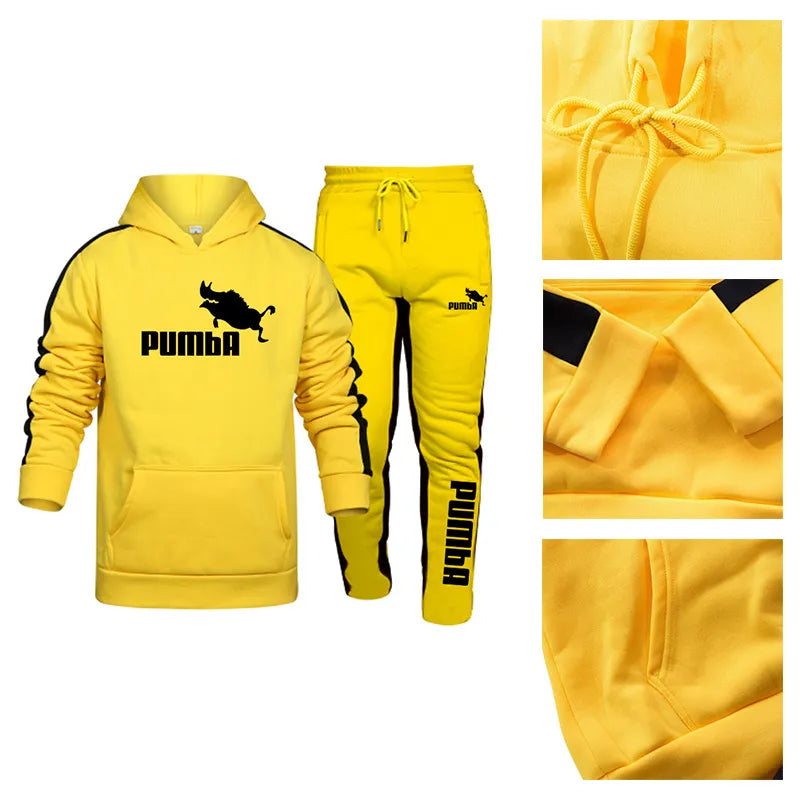 Mens Tracksuit Hooded Sweatshirts and Jogger Pants High Quality Gym Outfits