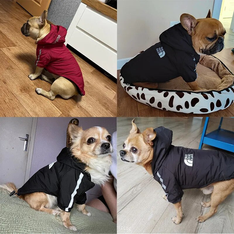 Winter Warm Dog Clothes Reflective Pet Hoodie Waterproof Puppy Jacket for Small Medium Dogs Chihuahua Cotton Coat Bulldog Outfit