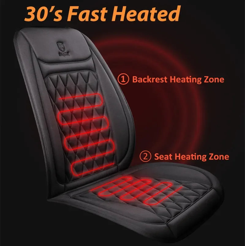 12-24v Heated Car Seat Cover 30s Fast Car Seat Heater Cloth/Flannel  Heated Car Seat Protector 25W Seat Heating Cover Car Seat