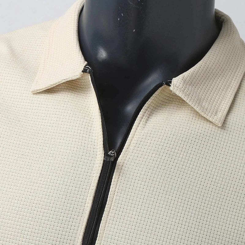 Men's New Polo Shirt High Quality Casual Zipper Pants Long Sleeve Set