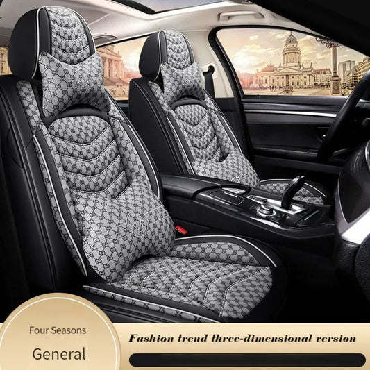 5 Piece Set Leather Flax Splicing Car Seat Cover For Skoda All Models Fabia Octavia Rapid Superb Kodiaq Yeti Car Accessories