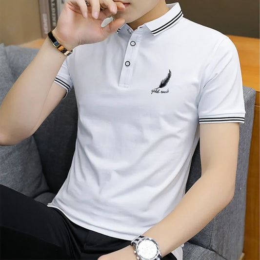 Summer Brand Breathable Jacket Luxury Polo Shirt Embroidered Business Short Sleeve Polo Shirt Solid Color Lapel Men's Casual