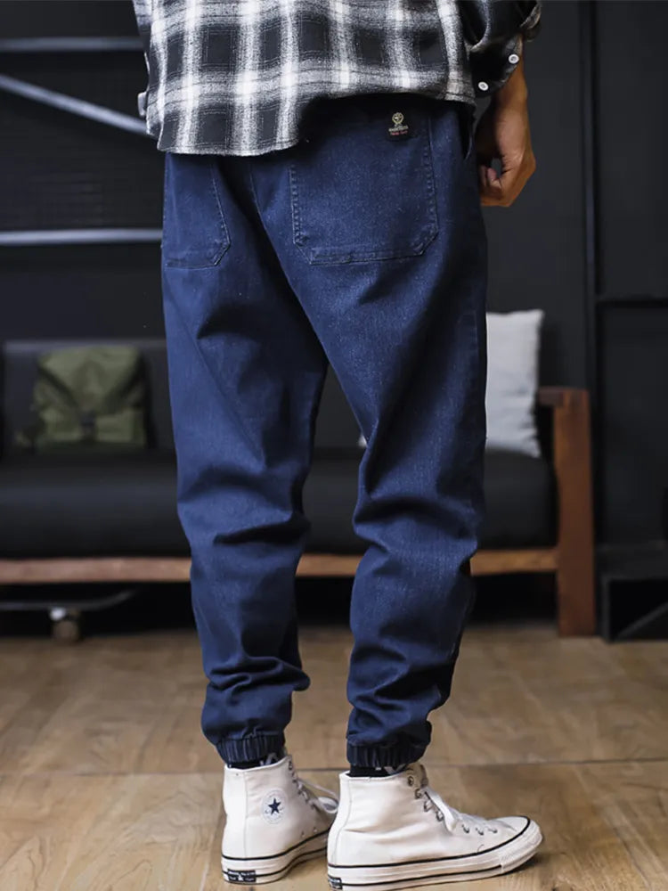 Plus Size Jeans Men Loose Ankle-Length Denim Trousers