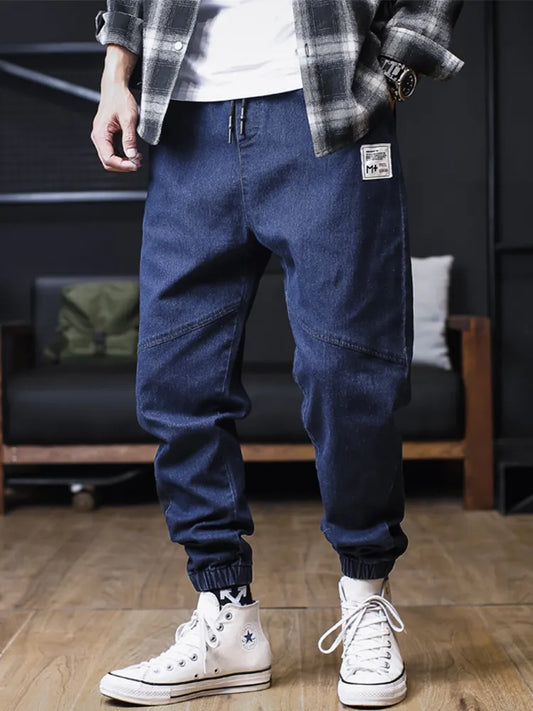 Plus Size Jeans Men Loose Ankle-Length Denim Trousers