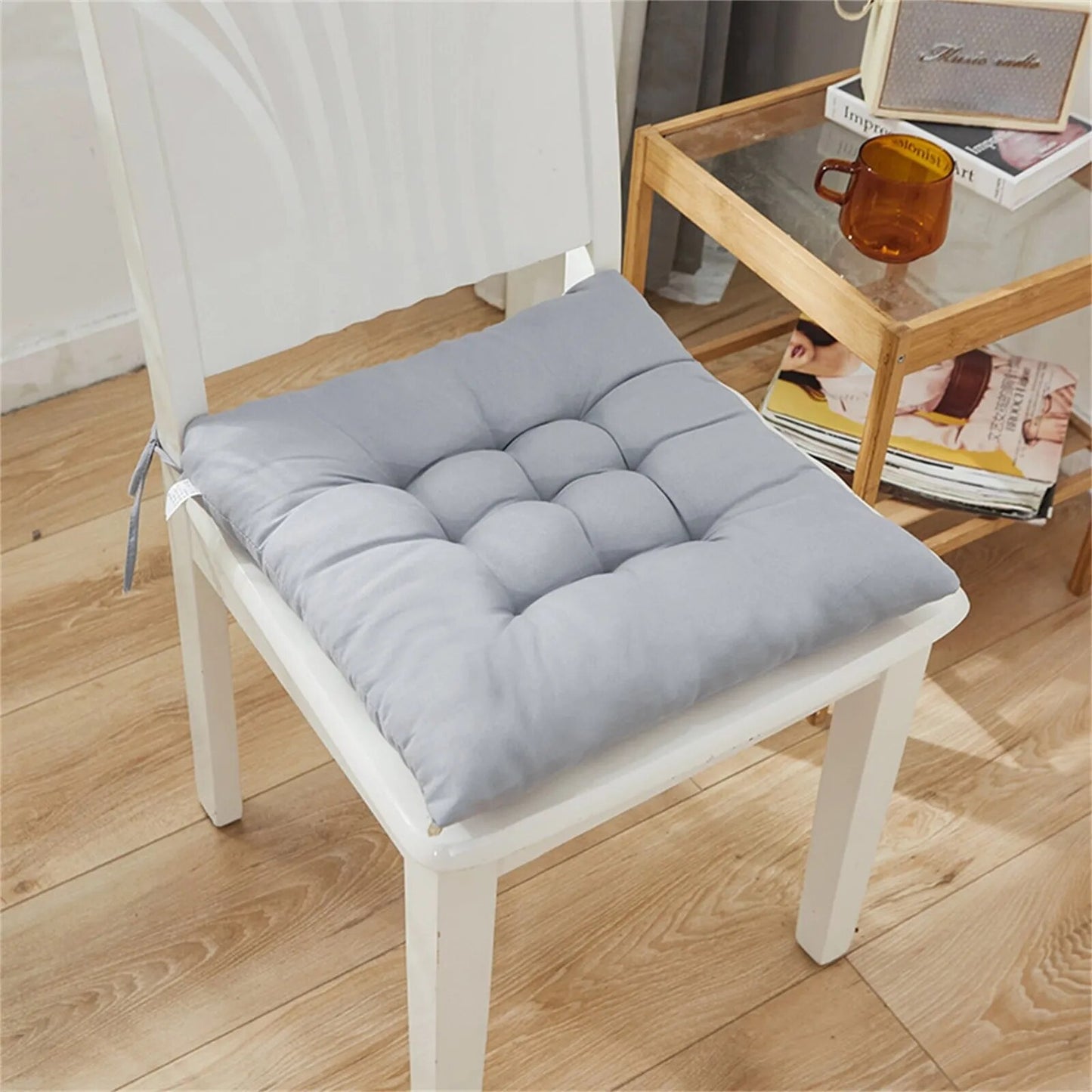 Square Chair Soft Pad Thicker Seat Cushion For Dining Patio Home Office Indoor Outdoor Garden Sofa Buttocks Cushion With Strap