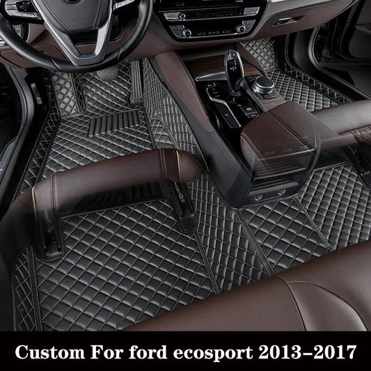 Custom Car Floor Mat For Ford Ecosport 2013 2014 2015 2016 2017 Waterproof Foot Pads Diamond Luxury Woman Carpet Auto Accessory