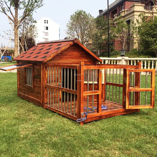 Dog Houses Outdoor Waterproof Solid Wood Kennels Pet Villa House For Dogs Modern Big Dog House Outdoor Fenced Pet House U