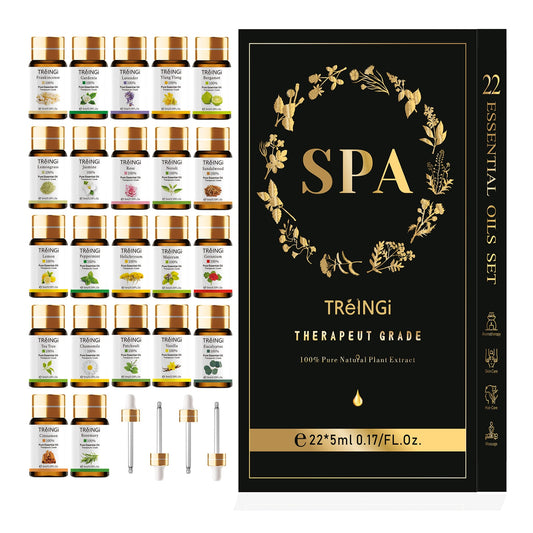 Pure Natural Essential Oils 22pcs Gift Box SPA Set for Skin Hair Care Bath Massage Perfume Soap Candle Making Diffuser Aroma Oil - youronestopstore23