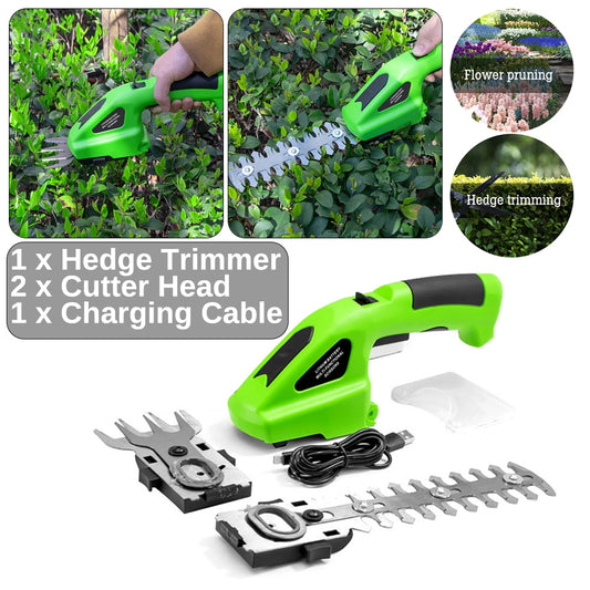 3.6V Garden Electric Trimmer Pruning Shears  Rechargeable Cordless Fence Scissors Weeder Grass Weeding Mower Tool - youronestopstore23