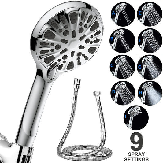 9 Modes Bathroom Shower High Pressure Head Handheld Showerhead Adjustable Jetting Rainfall Massage Hose Shower Head Accessories