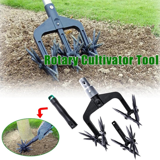 Garden Lawn Manual Rotary Tiller Grass Repair and Seed Cultivator with 6 Star Wheel Labor-Saving Practical Soil Turning Tool - youronestopstore23