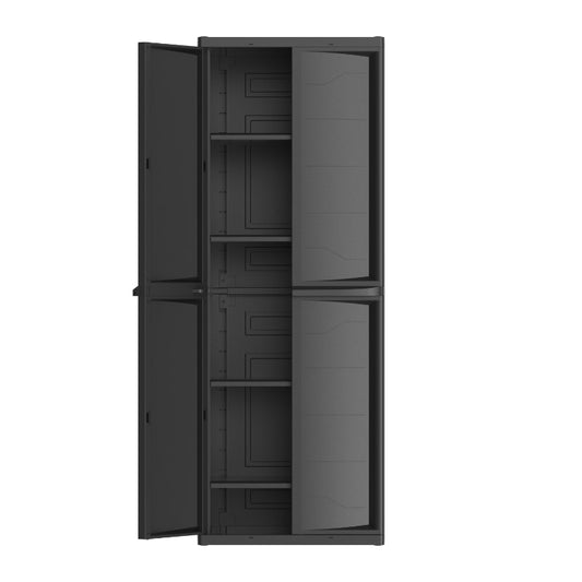 Hyper Tough Plastic 4-Shelf Garage Storage Utility Cabinet, Black - youronestopstore23