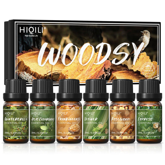 HIQILI Fragrance Oils Set-Woody Theme | TOP 6 Gift Set Use For Aromatherapy,Diffuser,Humidifier,Candles | Car,Home,Hotel,Travel - youronestopstore23