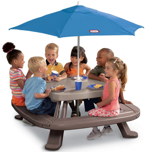 Outdoor Fold &#39;n Store Kids Picnic Table Toy with Market Umbrella - youronestopstore23