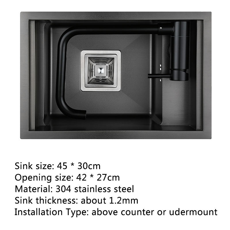 Hidden black Kitchen sink Single bowl Bar Small Size sink - youronestopstore23