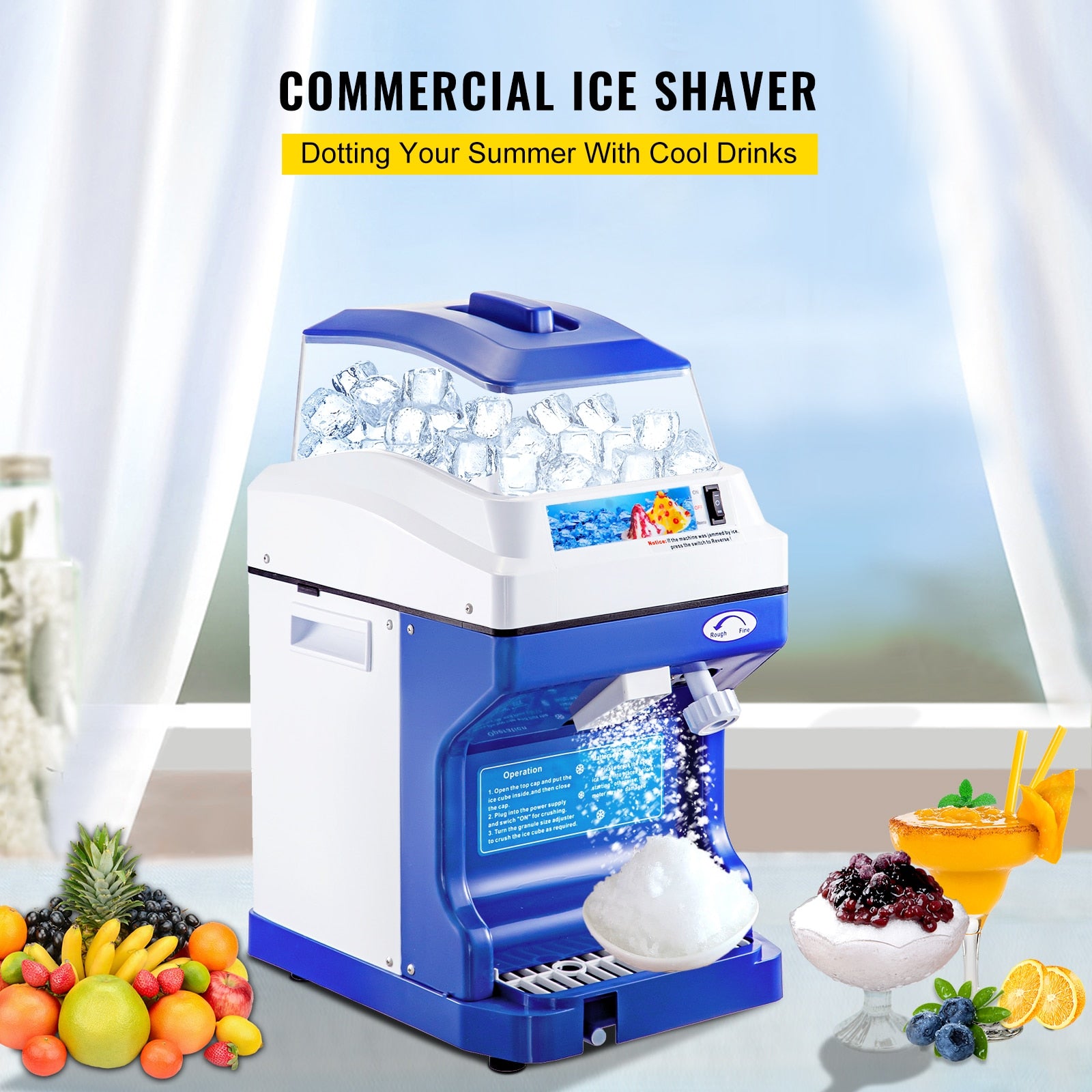 VEVOR 120/200 KG/H Electric Ice Shaver Shredder Snow Cone  Maker - youronestopstore23