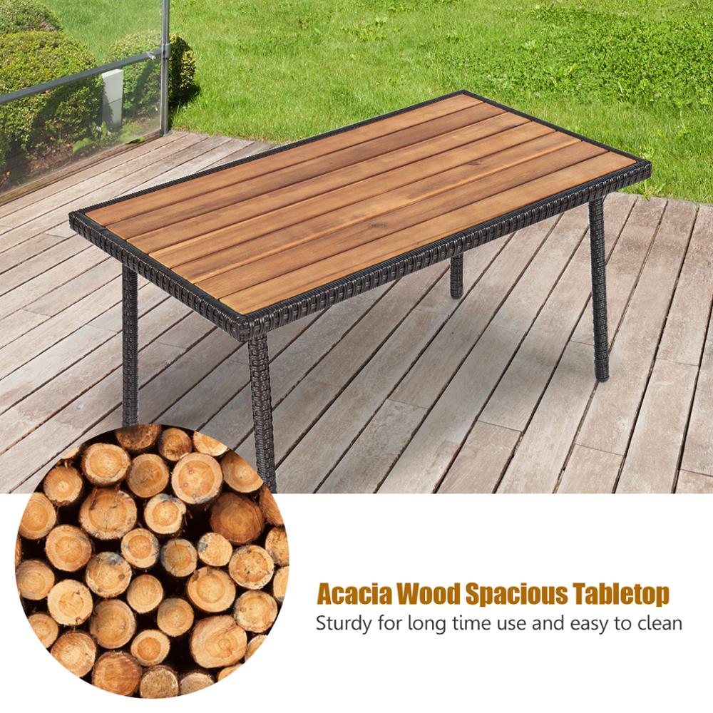 4PCS Patio Rattan Furniture Set Outdoor Conversation Set Coffee Table w/Cushions HW66527 - youronestopstore23