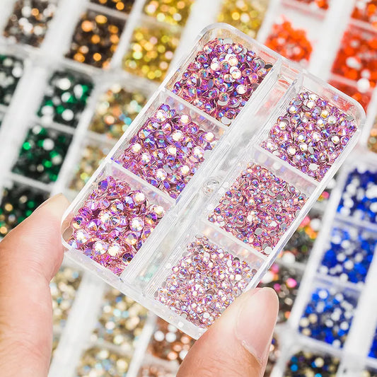 1 Box  Mix Sizes ss6-ss20 Glass Non Hot Fix Rhinestone Flat Back Crystal Stone Strass Glitters Nail Diamond For DIY Garment