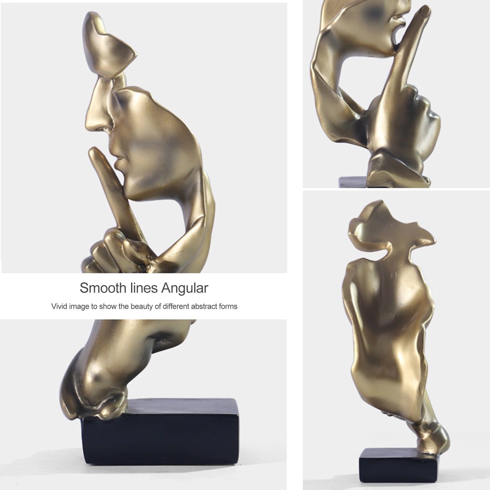 Silence Is Gold Statue Thinker Sculpture Handcraft Resin Abstract Figurine Modern Home Resin Sculptures Vintage Home Decoration - youronestopstore23