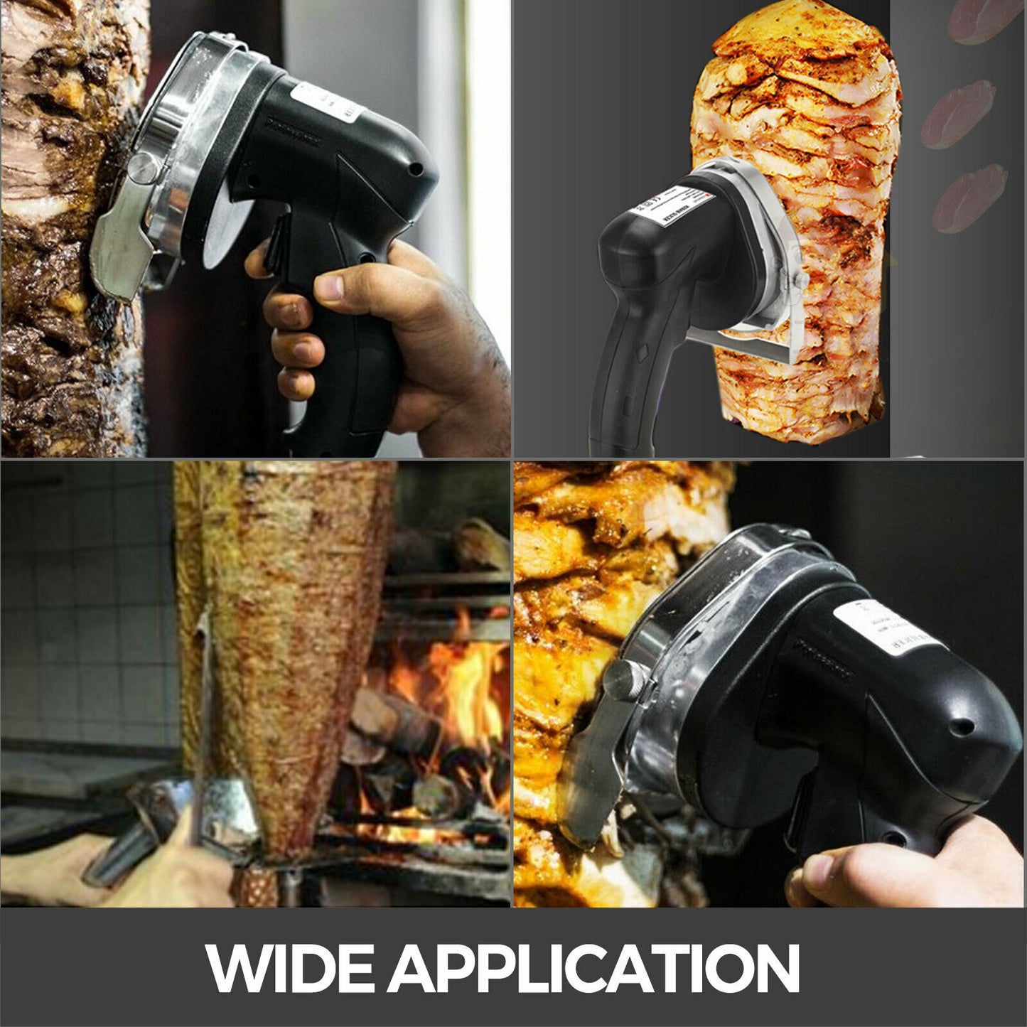 VEVOR Kebab Slicer 0-8mm Electric Wireless Kebab Doner Knife 2 Blades Shawarma Cutter Commercial Roast Gyro Meat Cutting Machine - youronestopstore23
