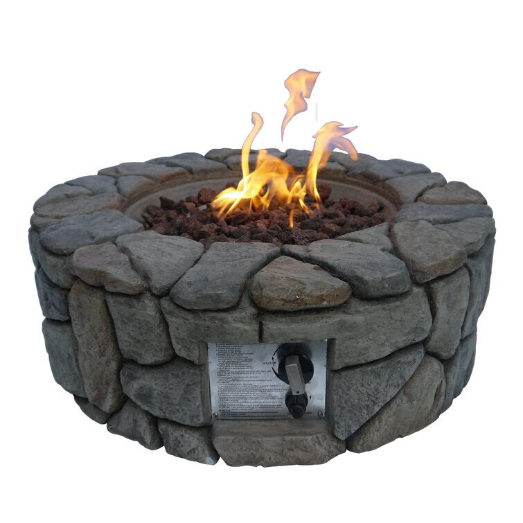40000 BTU Gas Fire Pit for Backyard, Garden, Home, Outdoor Patio w/Natural Stone, Propane Hose, Handle, Cover - youronestopstore23