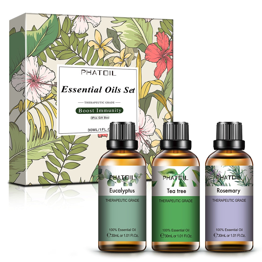3pcs 30ML Set Pure Plant Natural Essential Oils Gift Box Kits Mint Lemon Lavender Sandalwood Frankincense Rosemary Eucalyptus - youronestopstore23