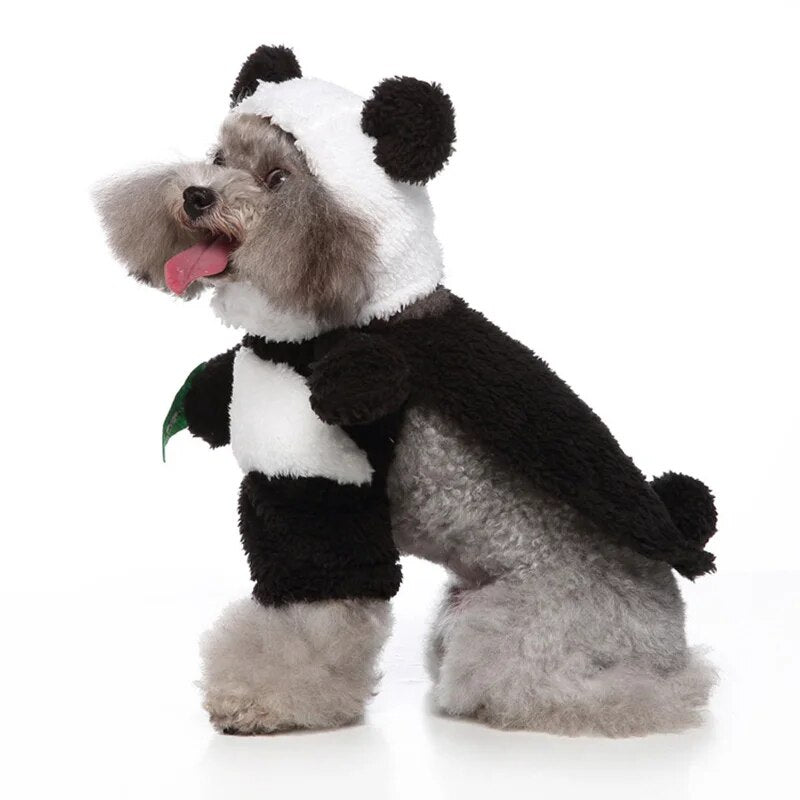Soft Halloween Panda Hat Caps Cute Clothes Set Autumn Winter Warm Pet Products Christmas Panda Puppy Dog Clothes Accessories