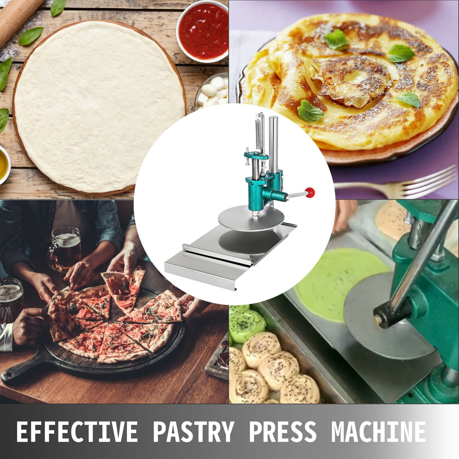 VEVOR 7.8in Manual Pizza Dough Press Machine Home Big Roller Sheeter Pasta Maker Pastry Flattening Presser Kitchen Appliance - youronestopstore23